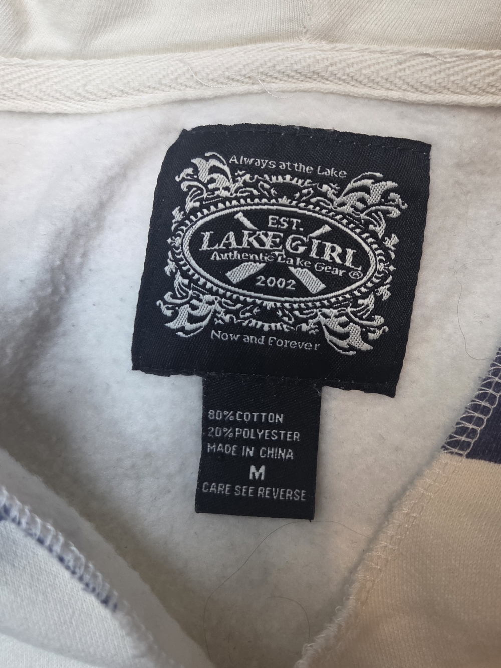 Lakegirl Navy & Cream Striped Hooded Pullover Sweatshirt - Picture 3 of 3